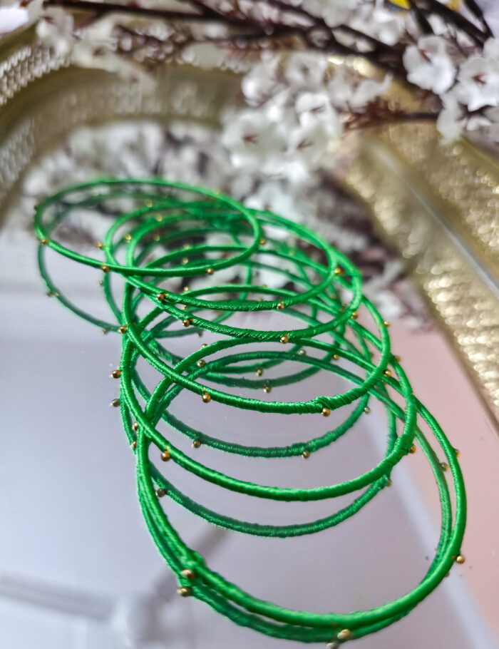20251028_233412 Silk thread metal bangles set of 4 — colorful festive accessory