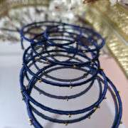deep blue Silk thread metal bangles set — colorful festive accessory