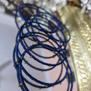 blue Silk thread metal bangles set — colorful festive accessory