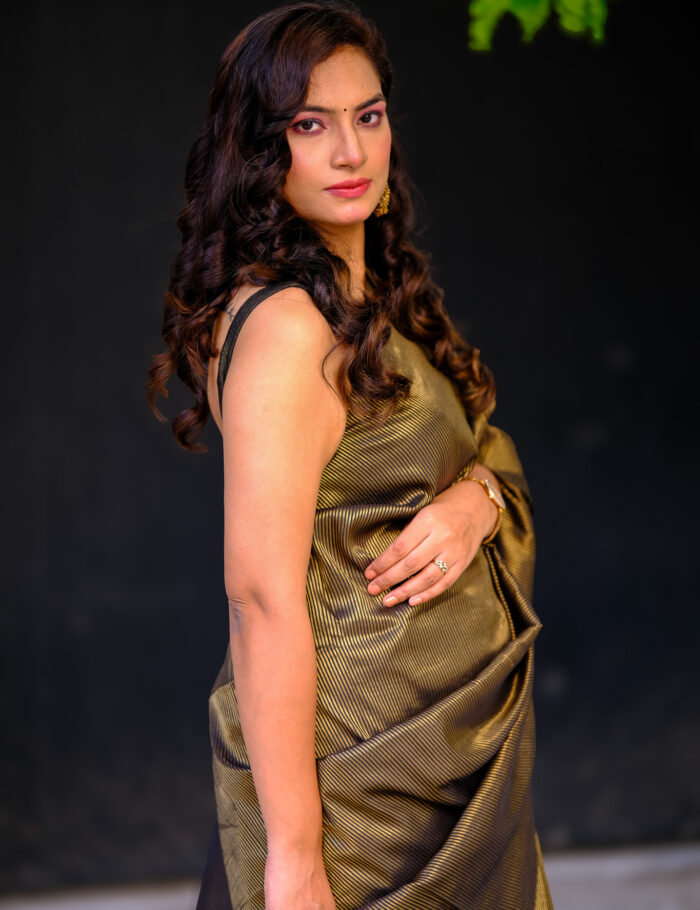 Sunheri Saaya saree made of sheer organza silk and gold zari