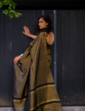 Sunheri Saaya Organza Silk Saree with Golden Zari