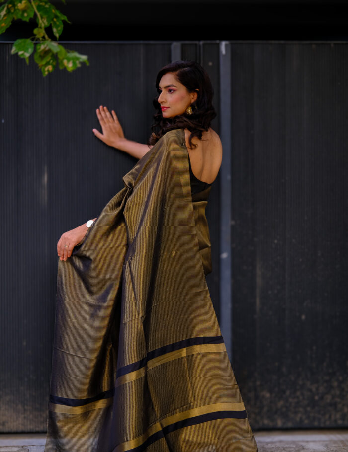 Sunheri Saaya Organza Silk Saree with Golden Zari