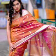 Banarasi silk sari with intricate zari border detail.