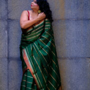 Soft Banarasi silk saree featuring intricate patterns