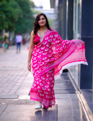 Pankhuri Bagru Print Mul-Cotton Saree