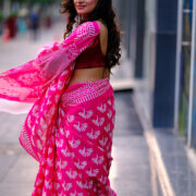 Eco-friendly Bagru print mul cotton saree