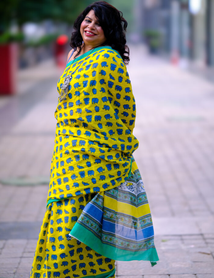 DSCF1029 Surajmukhi Bagru print saree for casual wear