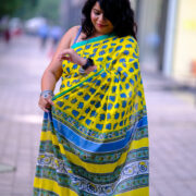 Surajmukhi Bagru print mul cotton saree