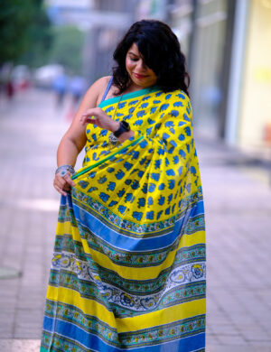 DSCF1039 Surajmukhi Bagru print mul cotton saree