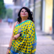 Hand-block Surajmukhi Bagru saree cotton