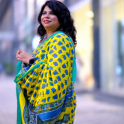 Surajmukhi bagru print Mul-Cotton Saree