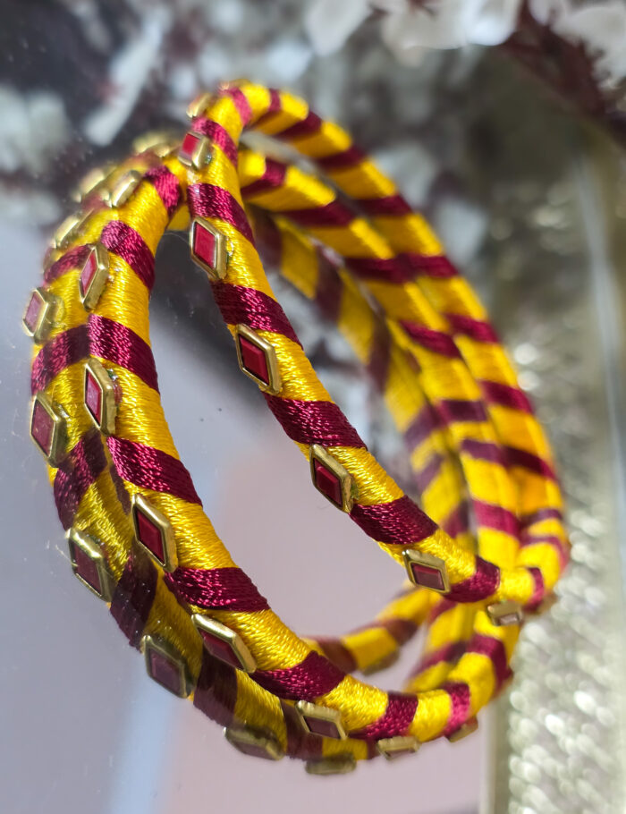 Red-yellow silk bangles