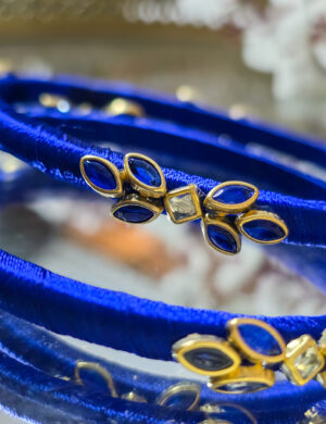 Blue Silk Thread Kundan Bangles (Set of 2)