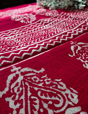 Surkh Laal Bagru Print Mul-Cotton Saree