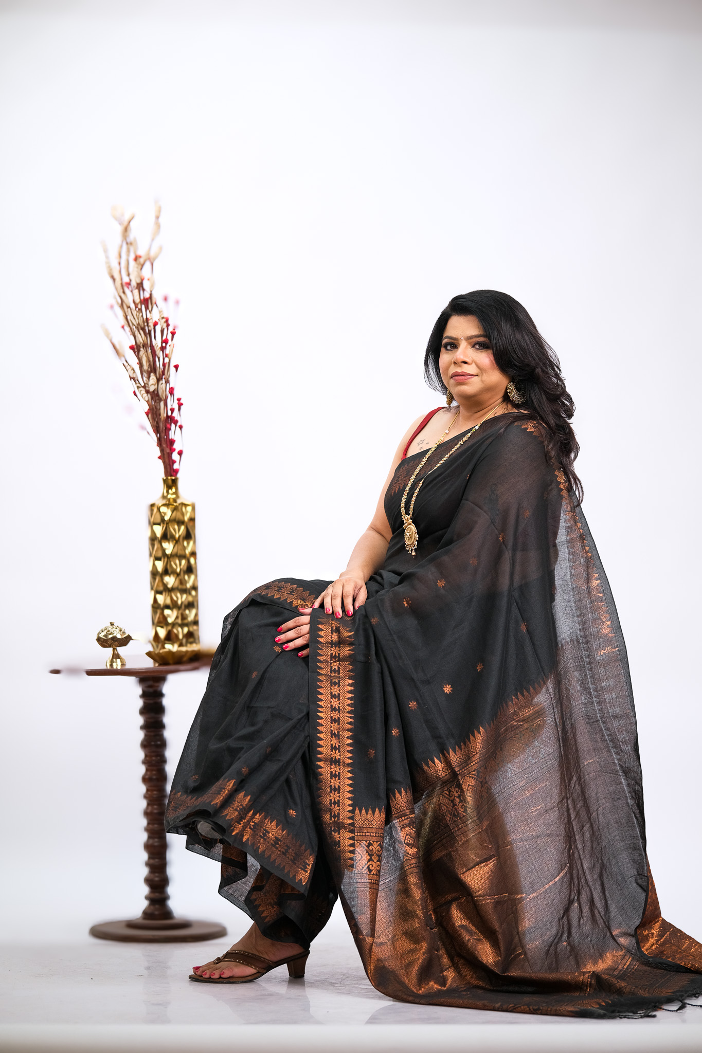 Geheri Syahi Copper Zari handcrafted Sarees