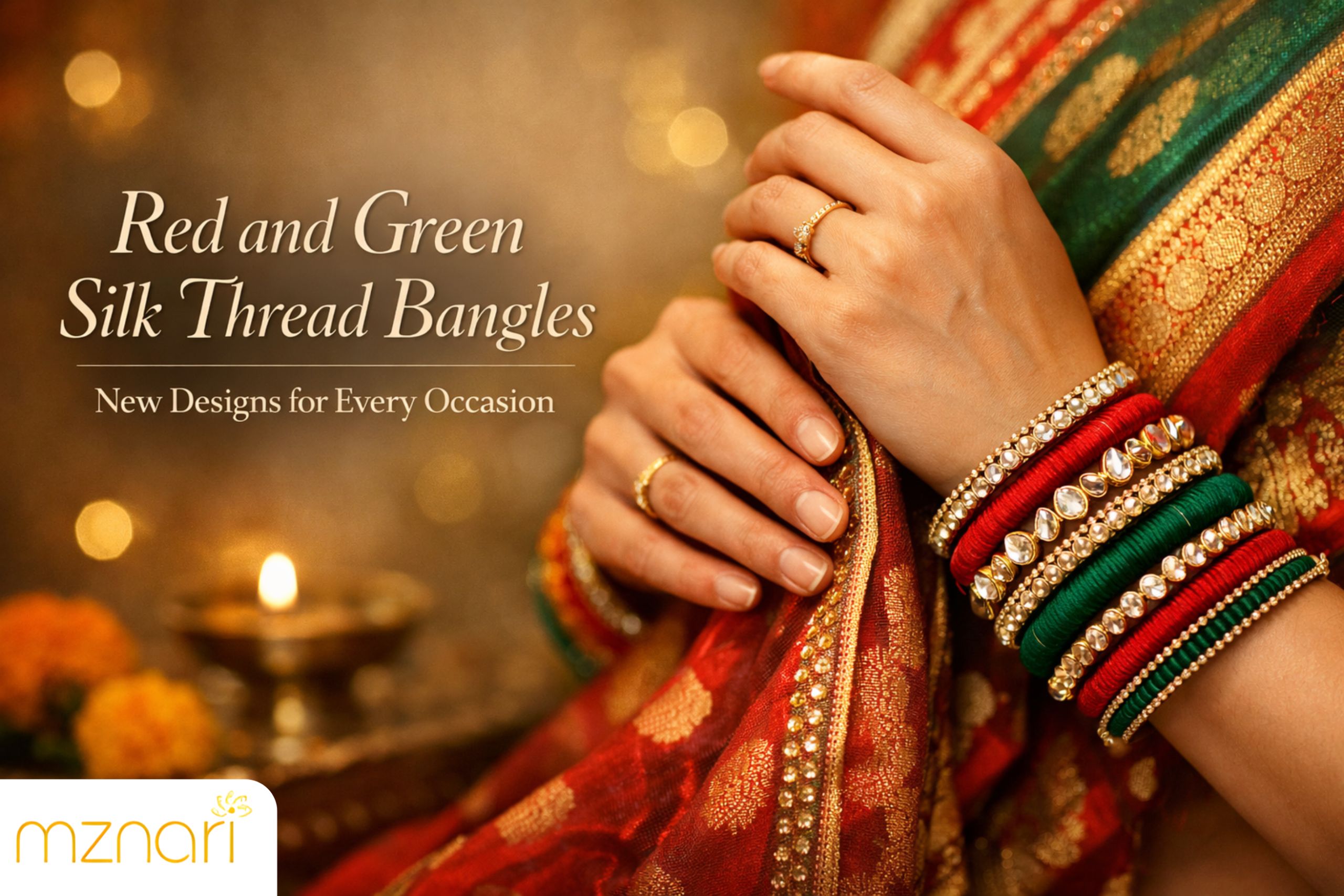 Red and green silk thread bangles designs with traditional decorative work perfect for weddings and festive occasions