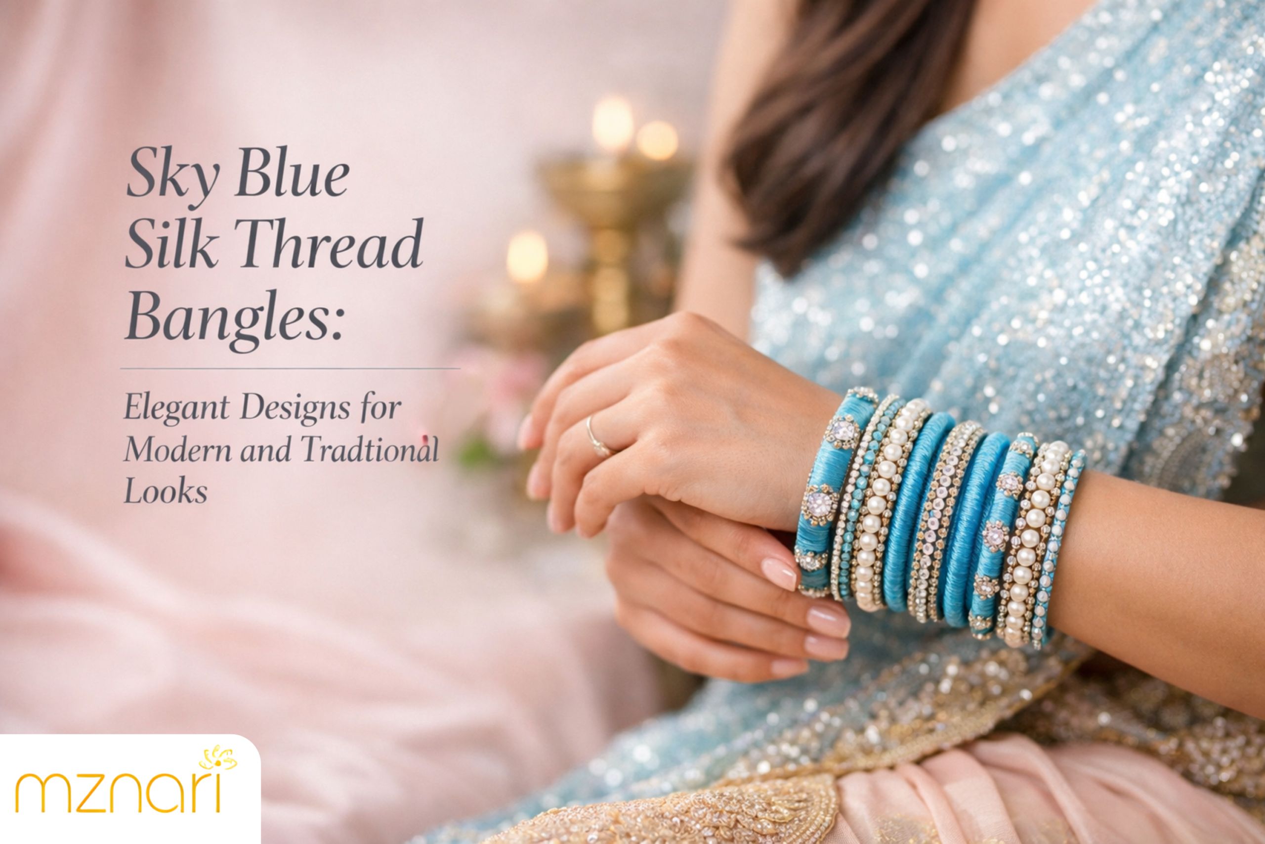 Sky blue silk thread bangles designs for modern and traditional wear