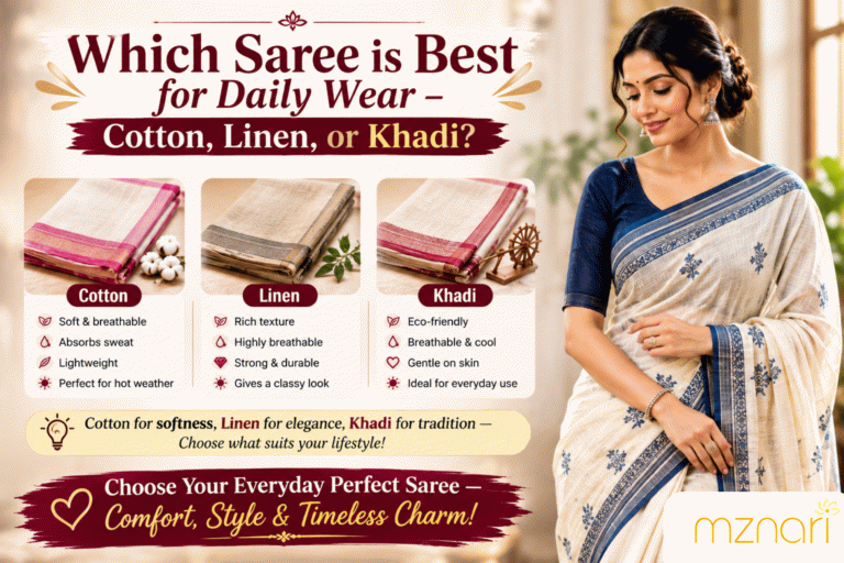 Which Saree is Best for Daily Wear – Cotton, Linen, or Khadi?