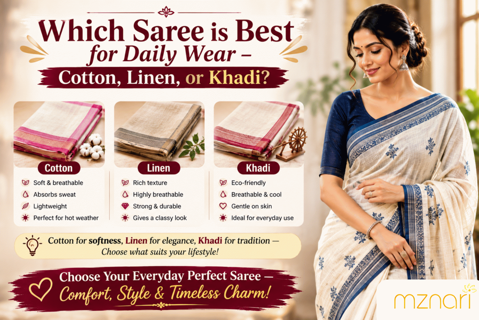 which saree is best for daily wear